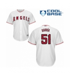 Youth Los Angeles Angels of Anaheim #51 Jaime Barria Authentic White Home Cool Base Baseball Player Jersey