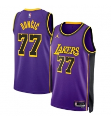 Unisex Jordan Brand Los Angeles Lakers #77 Luka Doncic Purple Statement Edition Jersey