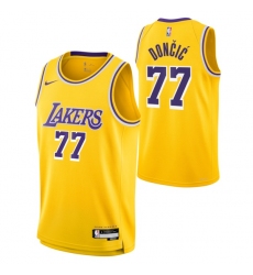 Unisex Nike Los Angeles Lakers #77 Luka Doncic Gold Jersey - Icon Edition