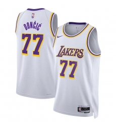 Unisex Nike Los Angeles Lakers #77 Luka Doncic White Association Edition Jersey