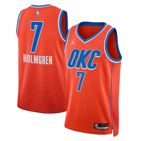 Unisex Oklahoma City Thunder #7 Chet Holmgren Orange Nike City Edition Jersey Unisex Oklahoma City Thunder #7 Chet Holmgren Orange Nike City Edition Jersey