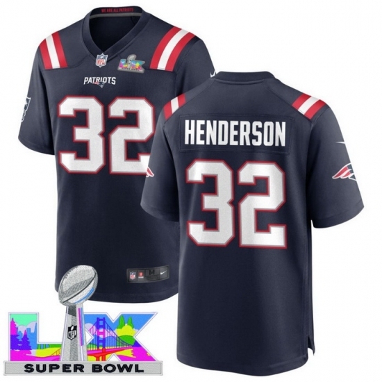 New England Patriots #32 TreVeyon Henderson Blue 2025 2026 Super Bowl LX F U S E Stitched NFL Jersey New England Patriots #32 TreVeyon Henderson Blue 2025 2026 Super Bowl LX F U S E Stitched NFL Jersey