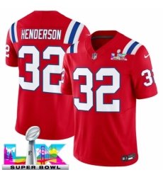 New England Patriots 32 TreVeyon Henderson Red 2025 F U S E Super Bowl LX Patch Vapor Limited Stitched Football Jersey New England Patriots 32 TreVeyon Henderson Red 2025 F U S E Super Bowl LX Patch Vapor Limited Stitched Football Jersey