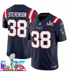New England Patriots 38 Rhamondre Stevenson Navy 2025 F U S E Super Bowl LX Patch Vapor Limited Stitched Football Jersey