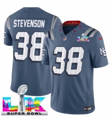 New England Patriots 38 Rhamondre Stevenson Storm Blue 2025 F U S E Super Bowl LX Patch Rivalries Vapor Limited Stitched Football Jersey New England Patriots 38 Rhamondre Stevenson Storm Blue 2025 F U S E Super Bowl LX Patch Rivalries Vapor Limited Stitched Football Jersey