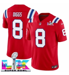 New England Patriots 8 Stefon Diggs Red 2025 F U S E Super Bowl LX Patch Vapor Limited Stitched Football Jersey New England Patriots 8 Stefon Diggs Red 2025 F U S E Super Bowl LX Patch Vapor Limited Stitched Football Jersey