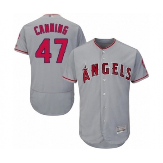 Men's Los Angeles Angels of Anaheim #47 Griffin Canning Grey Road Flex Base Authentic Collection Baseball Player Jersey Men's Los Angeles Angels of Anaheim #47 Griffin Canning Grey Road Flex Base Authentic Collection Baseball Player Jersey