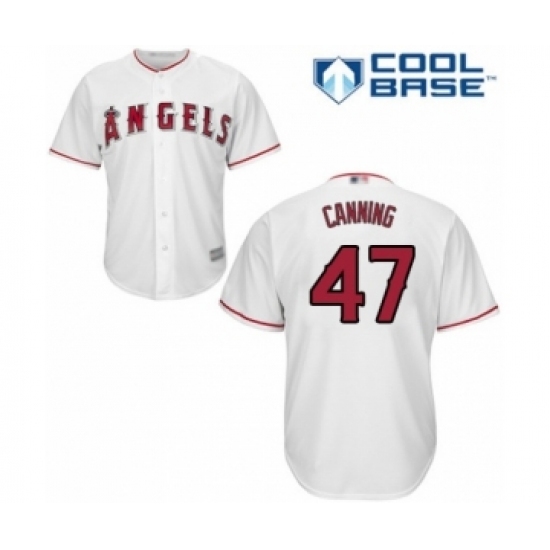Youth Los Angeles Angels of Anaheim #47 Griffin Canning Authentic White Home Cool Base Baseball Player Jersey Youth Los Angeles Angels of Anaheim #47 Griffin Canning Authentic White Home Cool Base Baseball Player Jersey