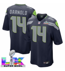 Seattle Seahawks #14 Sam Darnold Blue 2025 2026 Super Bowl LX F U S E Stitched NFL Jersey