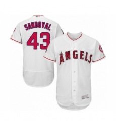 Men's Los Angeles Angels of Anaheim #43 Patrick Sandoval White Home Flex Base Authentic Collection Baseball Player Jersey Men's Los Angeles Angels of Anaheim #43 Patrick Sandoval White Home Flex Base Authentic Collection Baseball Player Jersey