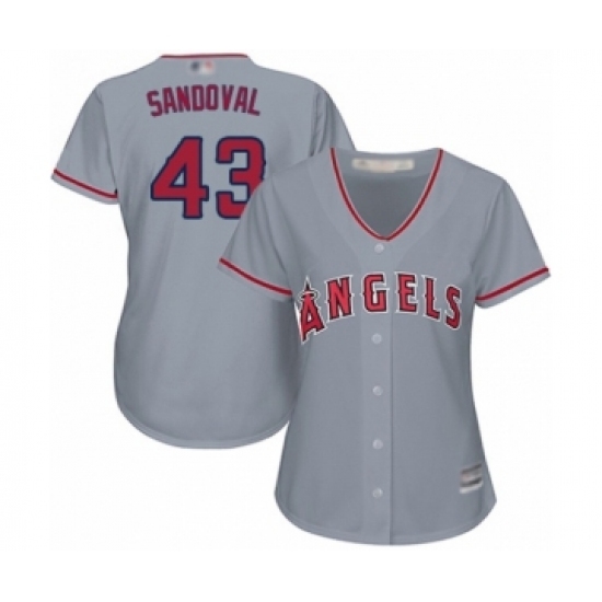 Women's Los Angeles Angels of Anaheim #43 Patrick Sandoval Authentic Grey Road Cool Base Baseball Player Jersey Women's Los Angeles Angels of Anaheim #43 Patrick Sandoval Authentic Grey Road Cool Base Baseball Player Jersey