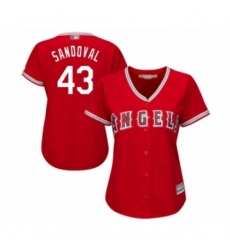 Women's Los Angeles Angels of Anaheim #43 Patrick Sandoval Authentic Red Alternate Cool Base Baseball Player Jersey Women's Los Angeles Angels of Anaheim #43 Patrick Sandoval Authentic Red Alternate Cool Base Baseball Player Jersey