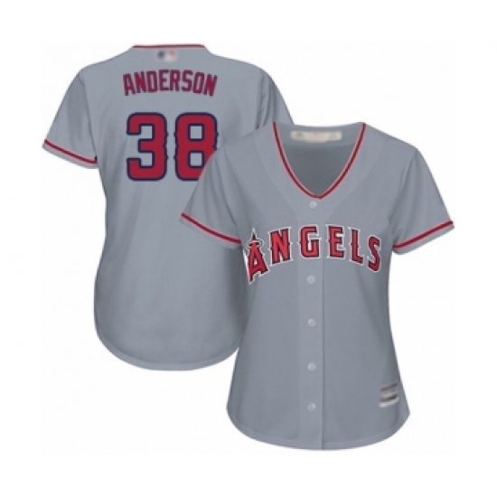 Women's Los Angeles Angels of Anaheim #38 Justin Anderson Authentic Grey Road Cool Base Baseball Player Jersey Women's Los Angeles Angels of Anaheim #38 Justin Anderson Authentic Grey Road Cool Base Baseball Player Jersey