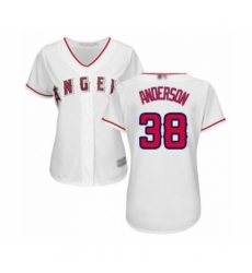 Women's Los Angeles Angels of Anaheim #38 Justin Anderson Authentic White Home Cool Base Baseball Player Jersey Women's Los Angeles Angels of Anaheim #38 Justin Anderson Authentic White Home Cool Base Baseball Player Jersey