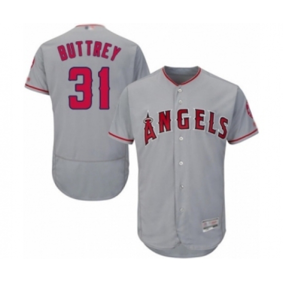 Men's Los Angeles Angels of Anaheim #31 Ty Buttrey Grey Road Flex Base Authentic Collection Baseball Player Jersey Men's Los Angeles Angels of Anaheim #31 Ty Buttrey Grey Road Flex Base Authentic Collection Baseball Player Jersey