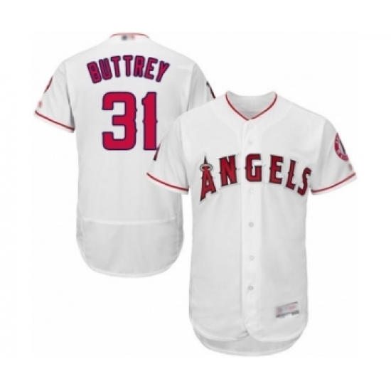 Men's Los Angeles Angels of Anaheim #31 Ty Buttrey White Home Flex Base Authentic Collection Baseball Player Jersey Men's Los Angeles Angels of Anaheim #31 Ty Buttrey White Home Flex Base Authentic Collection Baseball Player Jersey