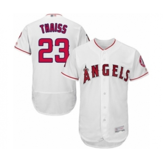 Men's Los Angeles Angels of Anaheim #23 Matt Thaiss White Home Flex Base Authentic Collection Baseball Player Jersey Men's Los Angeles Angels of Anaheim #23 Matt Thaiss White Home Flex Base Authentic Collection Baseball Player Jersey