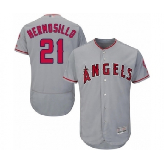 Men's Los Angeles Angels of Anaheim #21 Michael Hermosillo Grey Road Flex Base Authentic Collection Baseball Player Jersey Men's Los Angeles Angels of Anaheim #21 Michael Hermosillo Grey Road Flex Base Authentic Collection Baseball Player Jersey