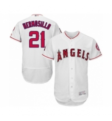Men's Los Angeles Angels of Anaheim #21 Michael Hermosillo White Home Flex Base Authentic Collection Baseball Player Jersey Men's Los Angeles Angels of Anaheim #21 Michael Hermosillo White Home Flex Base Authentic Collection Baseball Player Jersey