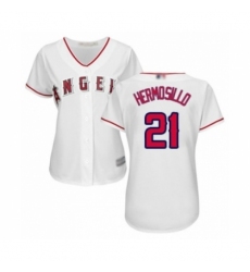 Women's Los Angeles Angels of Anaheim #21 Michael Hermosillo Authentic White Home Cool Base Baseball Player Jersey Women's Los Angeles Angels of Anaheim #21 Michael Hermosillo Authentic White Home Cool Base Baseball Player Jersey