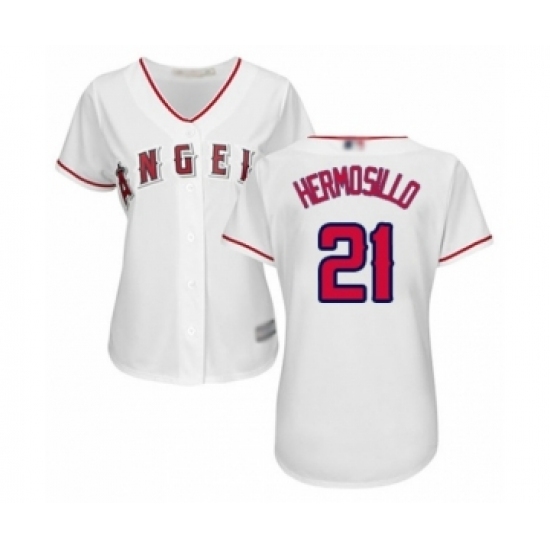 Women's Los Angeles Angels of Anaheim #21 Michael Hermosillo Authentic White Home Cool Base Baseball Player Jersey Women's Los Angeles Angels of Anaheim #21 Michael Hermosillo Authentic White Home Cool Base Baseball Player Jersey