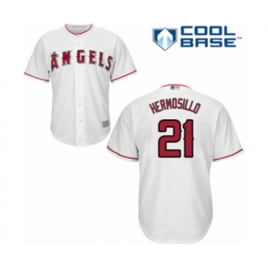 Youth Los Angeles Angels of Anaheim #21 Michael Hermosillo Authentic White Home Cool Base Baseball Player Jersey Youth Los Angeles Angels of Anaheim #21 Michael Hermosillo Authentic White Home Cool Base Baseball Player Jersey