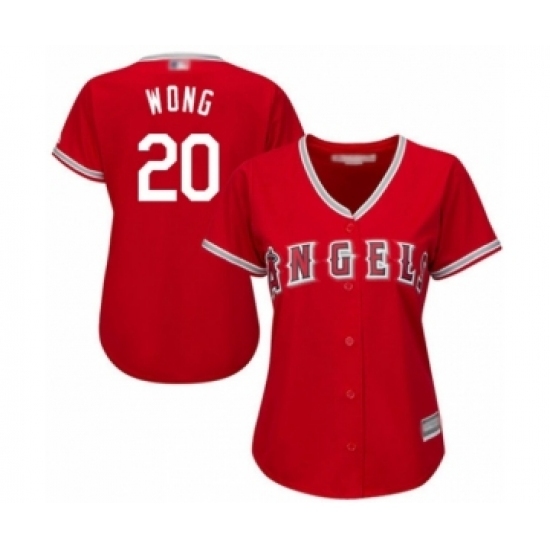 Women's Los Angeles Angels of Anaheim #20 Kean Wong Authentic Red Alternate Cool Base Baseball Player Jersey Women's Los Angeles Angels of Anaheim #20 Kean Wong Authentic Red Alternate Cool Base Baseball Player Jersey