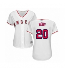 Women's Los Angeles Angels of Anaheim #20 Kean Wong Authentic White Home Cool Base Baseball Player Jersey