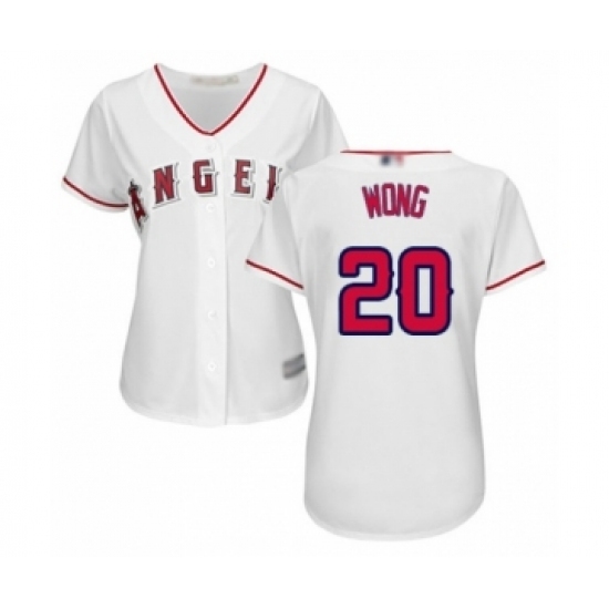 Women's Los Angeles Angels of Anaheim #20 Kean Wong Authentic White Home Cool Base Baseball Player Jersey Women's Los Angeles Angels of Anaheim #20 Kean Wong Authentic White Home Cool Base Baseball Player Jersey