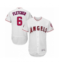 Men's Los Angeles Angels of Anaheim #6 David Fletcher White Home Flex Base Authentic Collection Baseball Player Jersey Men's Los Angeles Angels of Anaheim #6 David Fletcher White Home Flex Base Authentic Collection Baseball Player Jersey