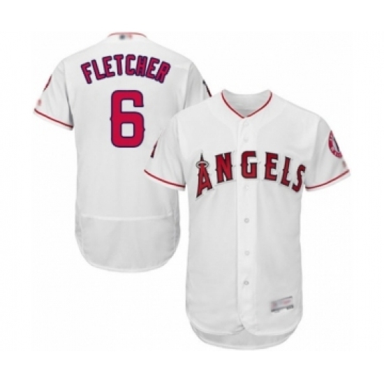 Men's Los Angeles Angels of Anaheim #6 David Fletcher White Home Flex Base Authentic Collection Baseball Player Jersey Men's Los Angeles Angels of Anaheim #6 David Fletcher White Home Flex Base Authentic Collection Baseball Player Jersey