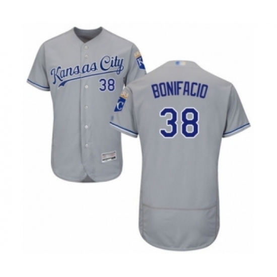 Men's Kansas City Royals #38 Jorge Bonifacio Grey Road Flex Base Authentic Collection Baseball Player Jersey Men's Kansas City Royals #38 Jorge Bonifacio Grey Road Flex Base Authentic Collection Baseball Player Jersey