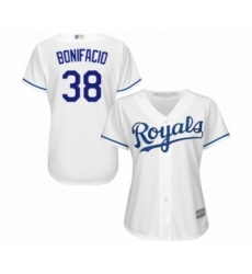 Women's Kansas City Royals #38 Jorge Bonifacio Authentic White Home Cool Base Baseball Player Jersey Women's Kansas City Royals #38 Jorge Bonifacio Authentic White Home Cool Base Baseball Player Jersey