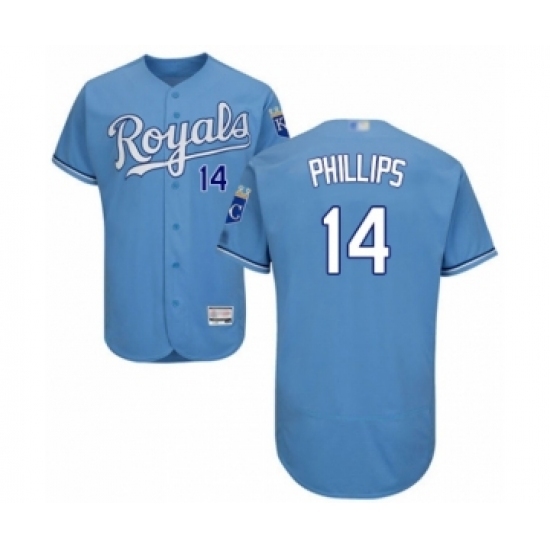 Men's Kansas City Royals #14 Brett Phillips Light Blue Alternate Flex Base Authentic Collection Baseball Player Jersey Men's Kansas City Royals #14 Brett Phillips Light Blue Alternate Flex Base Authentic Collection Baseball Player Jersey