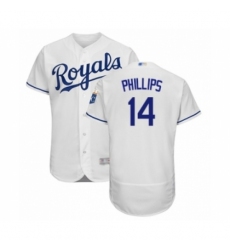 Men's Kansas City Royals #14 Brett Phillips White Home Flex Base Authentic Baseball Player Jersey Men's Kansas City Royals #14 Brett Phillips White Home Flex Base Authentic Baseball Player Jersey