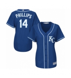 Women's Kansas City Royals #14 Brett Phillips Authentic Blue Alternate 2 Cool Base Baseball Player Jersey Women's Kansas City Royals #14 Brett Phillips Authentic Blue Alternate 2 Cool Base Baseball Player Jersey
