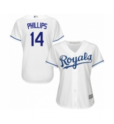 Women's Kansas City Royals #14 Brett Phillips Authentic White Home Cool Base Baseball Player Jersey Women's Kansas City Royals #14 Brett Phillips Authentic White Home Cool Base Baseball Player Jersey