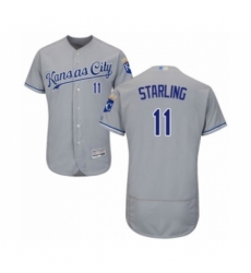 Men's Kansas City Royals #11 Bubba Starling Grey Road Flex Base Authentic Collection Baseball Player Jersey