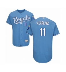 Men's Kansas City Royals #11 Bubba Starling Light Blue Alternate Flex Base Authentic Collection Baseball Player Jersey