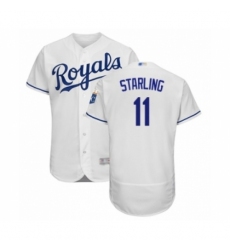 Men's Kansas City Royals #11 Bubba Starling White Home Flex Base Authentic Baseball Player Jersey