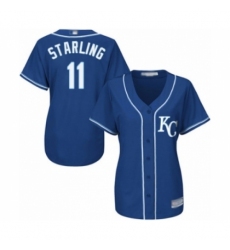 Women's Kansas City Royals #11 Bubba Starling Authentic Blue Alternate 2 Cool Base Baseball Player Jersey