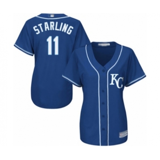 Women's Kansas City Royals #11 Bubba Starling Authentic Blue Alternate 2 Cool Base Baseball Player Jersey Women's Kansas City Royals #11 Bubba Starling Authentic Blue Alternate 2 Cool Base Baseball Player Jersey