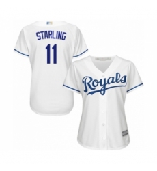Women's Kansas City Royals #11 Bubba Starling Authentic White Home Cool Base Baseball Player Jersey
