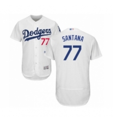 Men's Los Angeles Dodgers #77 Dennis Santana White Home Flex Base Authentic Collection Baseball Player Jersey