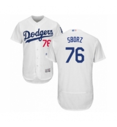 Men's Los Angeles Dodgers #76 Josh Sborz White Home Flex Base Authentic Collection Baseball Player Jersey Men's Los Angeles Dodgers #76 Josh Sborz White Home Flex Base Authentic Collection Baseball Player Jersey