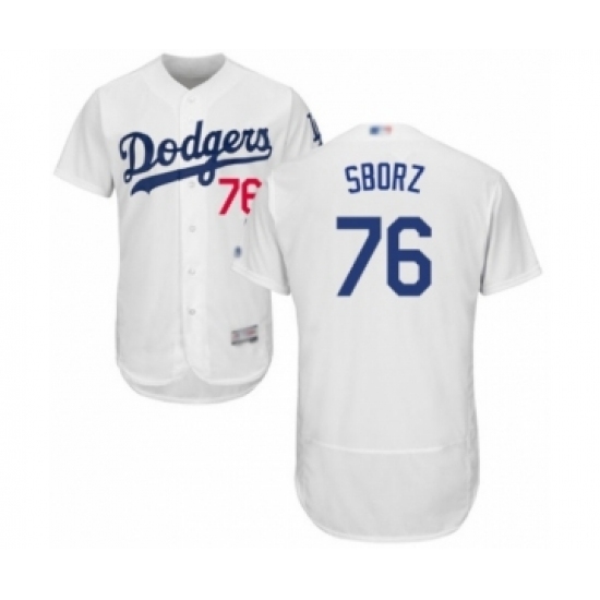 Men's Los Angeles Dodgers #76 Josh Sborz White Home Flex Base Authentic Collection Baseball Player Jersey Men's Los Angeles Dodgers #76 Josh Sborz White Home Flex Base Authentic Collection Baseball Player Jersey