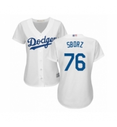 Women's Los Angeles Dodgers #76 Josh Sborz Authentic White Home Cool Base Baseball Player Jersey Women's Los Angeles Dodgers #76 Josh Sborz Authentic White Home Cool Base Baseball Player Jersey