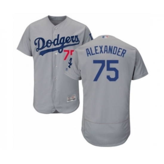 Men's Los Angeles Dodgers #75 Scott Alexander Gray Alternate Flex Base Authentic Collection Baseball Player Jersey Men's Los Angeles Dodgers #75 Scott Alexander Gray Alternate Flex Base Authentic Collection Baseball Player Jersey