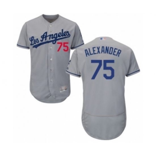 Men's Los Angeles Dodgers #75 Scott Alexander Grey Road Flex Base Authentic Collection Baseball Player Jersey Men's Los Angeles Dodgers #75 Scott Alexander Grey Road Flex Base Authentic Collection Baseball Player Jersey