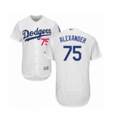 Men's Los Angeles Dodgers #75 Scott Alexander White Home Flex Base Authentic Collection Baseball Player Jersey Men's Los Angeles Dodgers #75 Scott Alexander White Home Flex Base Authentic Collection Baseball Player Jersey